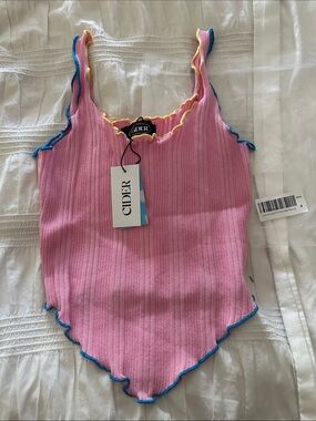 Cider Womens Contrast High Low Tank Top-Cider
